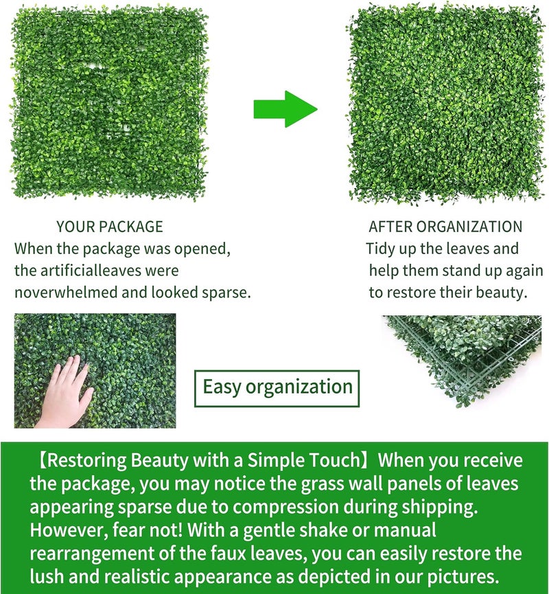 NETAP Artificial Grass Wall Panels Backdrop,10"x 10"(12Pcs) Faux Boxwood Panels for Outdoor Indoor Green Wall Decor,Party Wedding Garden Fence Decorations - Image 5